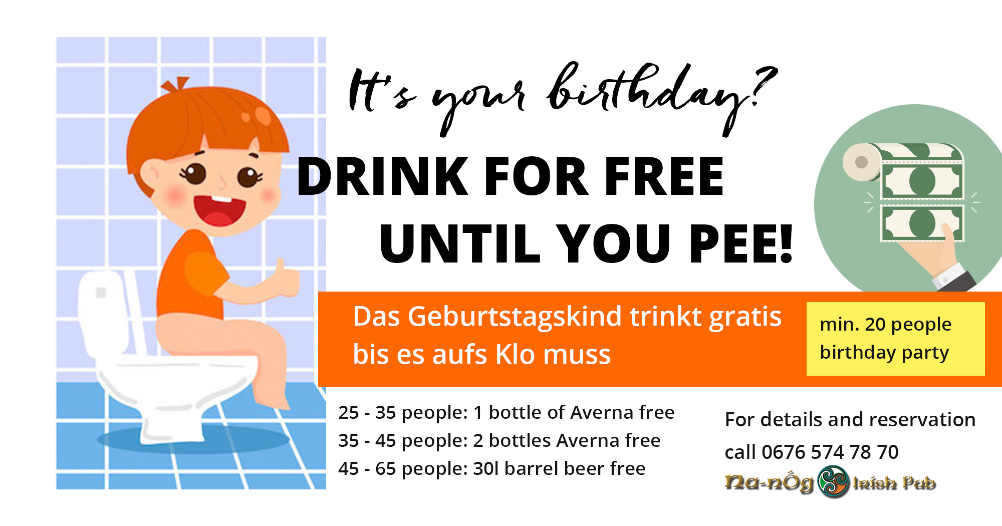 Events Drink for free until you pee